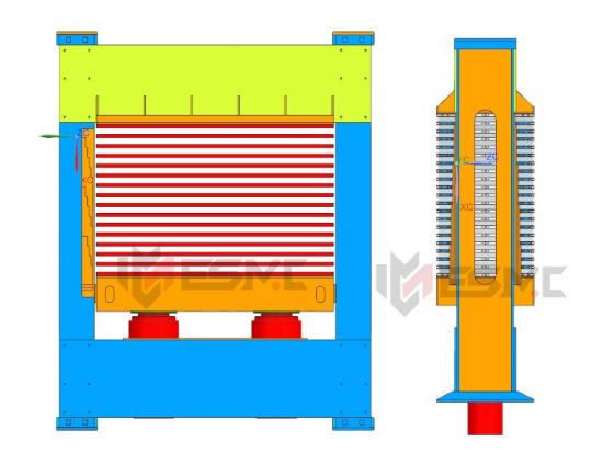 500T plywood working hot press machine 52mm platen